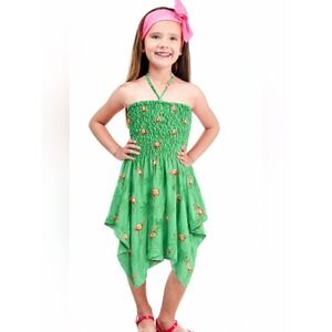 Rima Girls Popcorn Flamingo Dress size 6–10 Smocked‎ Tropical Sundress Stretchy